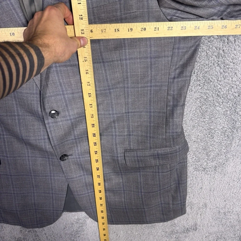 Jos A Bank Sport Coat Mens 48L Windowpane Traveler Blazer Wool Suit Jacket